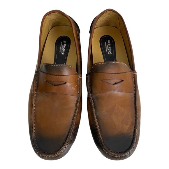 Scarpe Di Bianco SPQR Burnished Calf Driving Loafer Moc Brown Shoes US 9.5 Italy - Picture 4 of 13